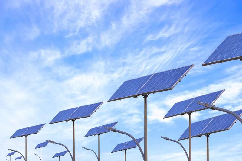 a row of solar panels