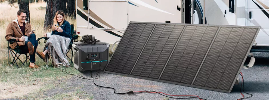 Kit generador solar completo con paneles solares portátiles y batería para energía en movimiento.