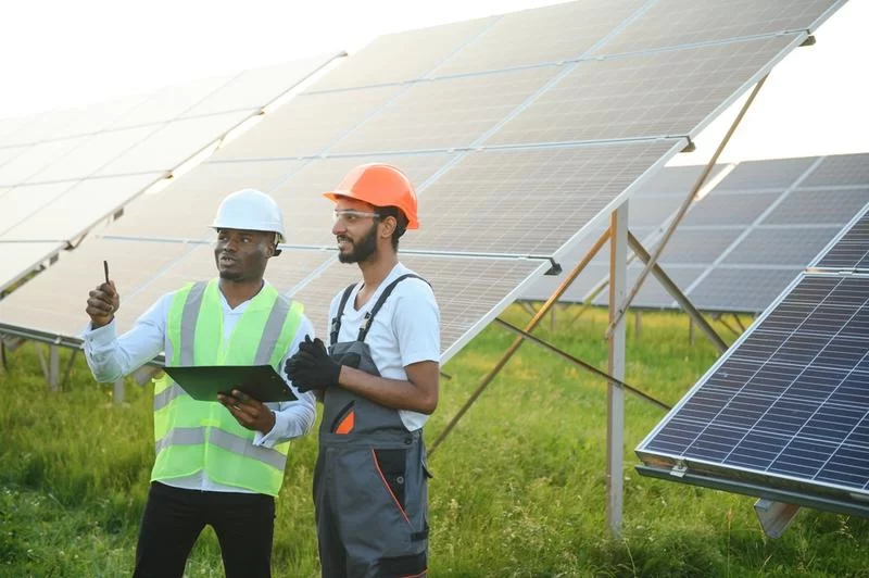 Soporte fotovoltaico fijo que sostiene paneles solares