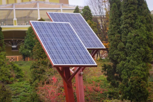 solar panels on a pole